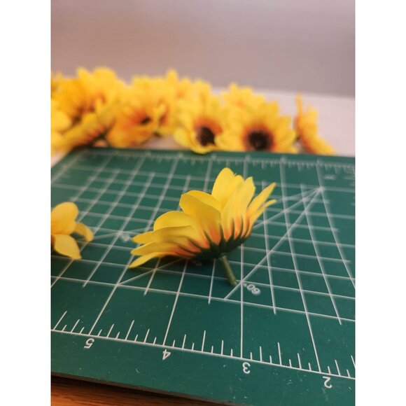 Yellow Artificial Sunflower Heads 2.5 Inch Pack Of 18 Decorative Flowers - Picture 7 of 14